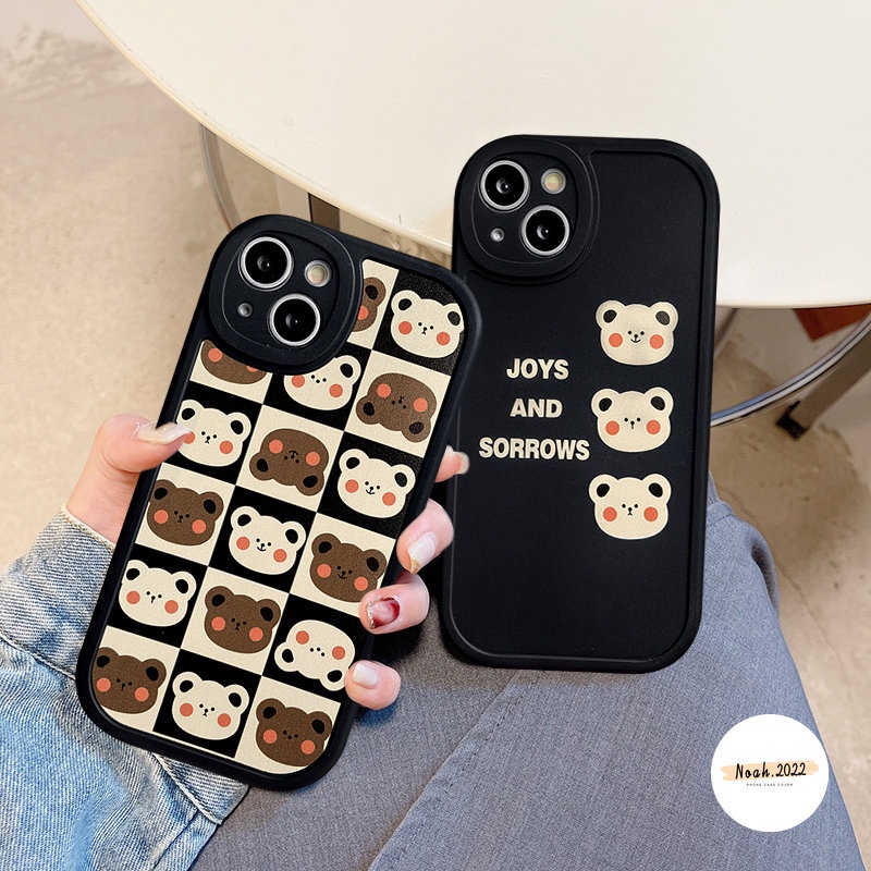 Ins Korean Cartoon Bear Case Compatible for iPhone 11 12 13 14 Pro Max 6 6s 7 8 Plus XR X XS MAX SE 2020 Cute Full Protective Soft Case TPU Phone Cover