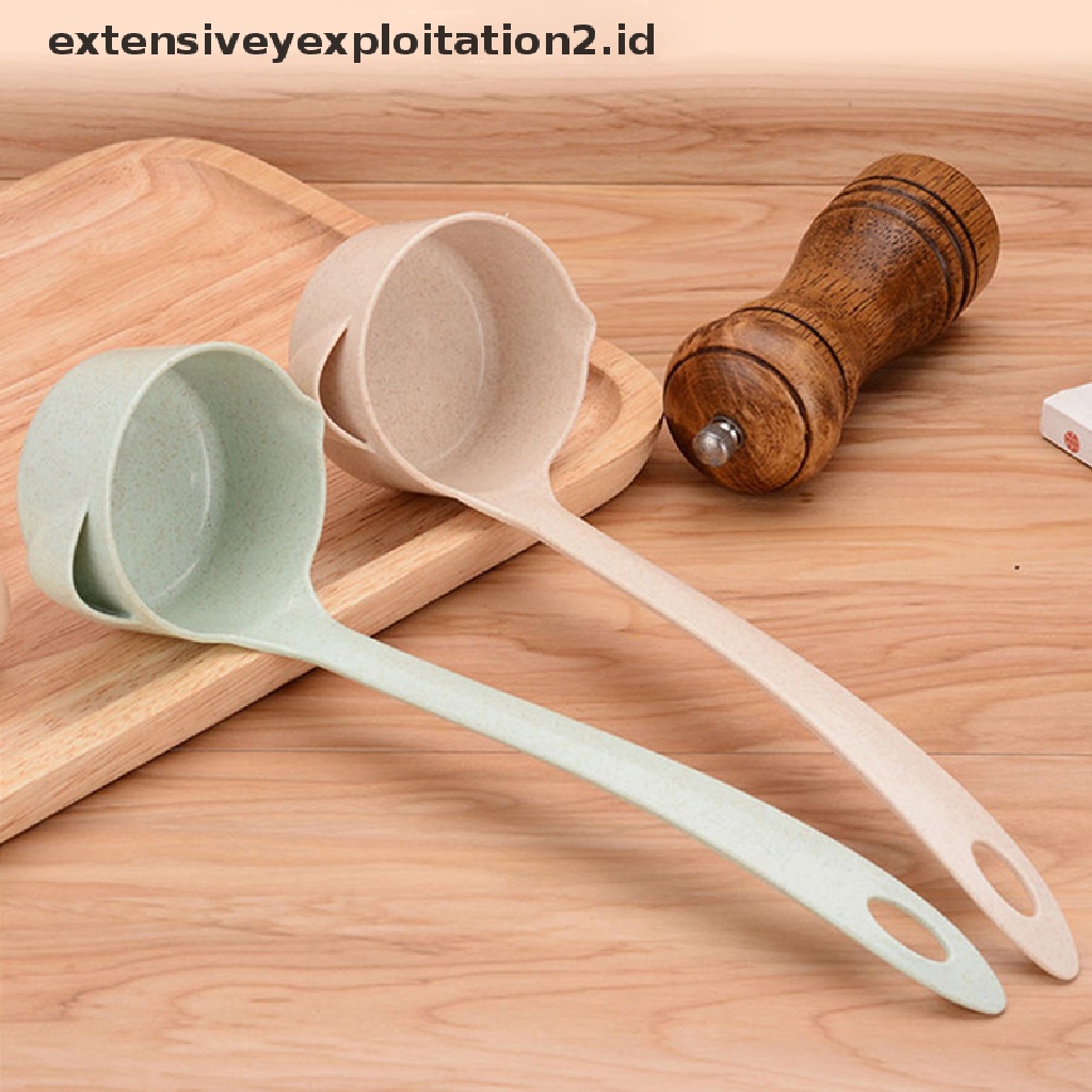 {NEW} 1pc Sendok Sup Gagang Jerami Gandum Sendok Pemisah Minyak Sup Colander Spoon.