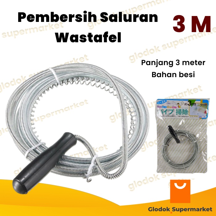 Pembersih Saluran Pipa Wastafel Air Kawat Pipe Cleaner 3 meter