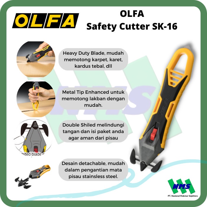 

Cutter Olfa Safety Cutter Sk-16 Pisau Potong Kardus Tebal Karpet Rubber Ori