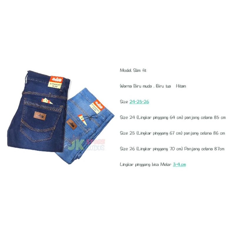 CELANA PANJANG ANAK JEANS  MELAR MODEL SLIM FIT USIA 9-14 TAHUN