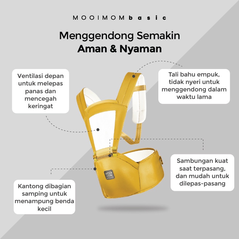 MOOIMOM Basic Compact Hipseat Carrier - Gendongan Bayi Depan