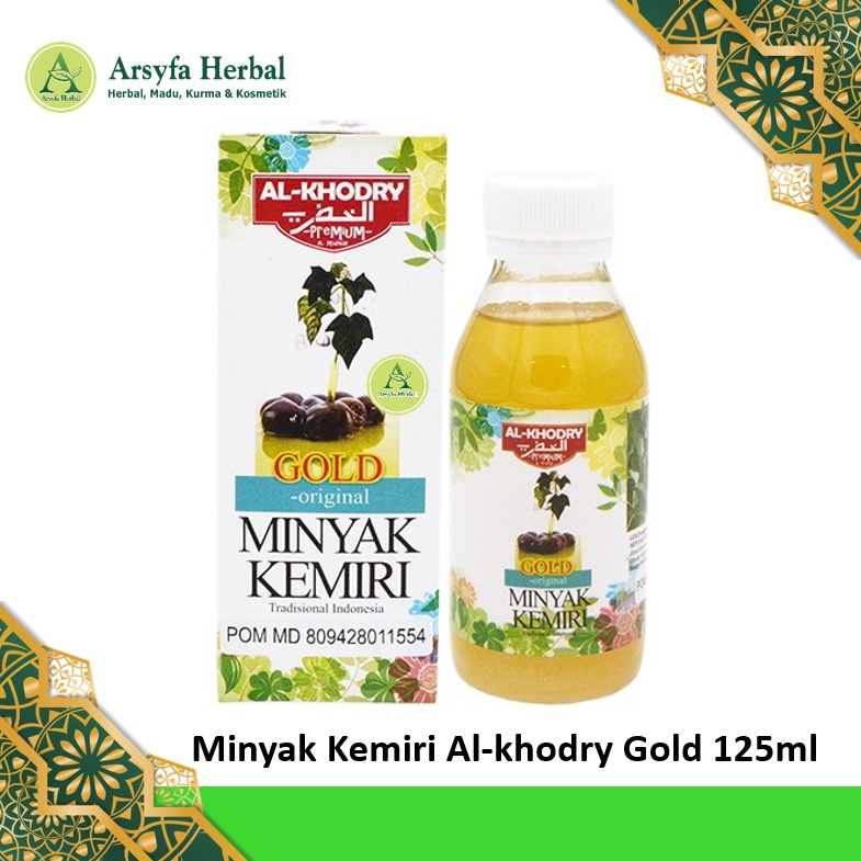 Minyak Kemiri Al Khodry Gold 125 ml, Minyak Kemiri Original, Penumbuh Rambut, Penumbuh Kumis, &amp; Penumbuh Jenggot Alami, Minyak Kemiri Penumbuh Rambut Bayi