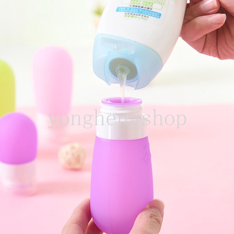 Botol Dispenser Kosong Bahan Silikon Warna Permen Reusable Portable Untuk Lotion / Shampoo / Kosmetik / Makeup