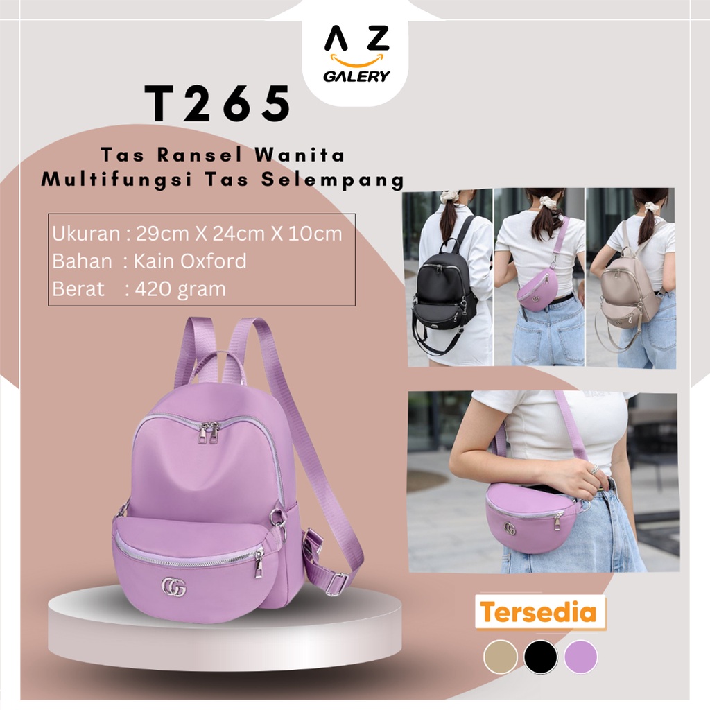 Tas Ransel Wanita Multifungsi Korean Style Fashion Kasual Kain Oxford Tas Ransel Wanita Tas Tote Tas Kuliahan dan Sekolahan Tas Fashion Simple Kekinian Tas Ransel Satu Set Multifungsi Azgalery T265