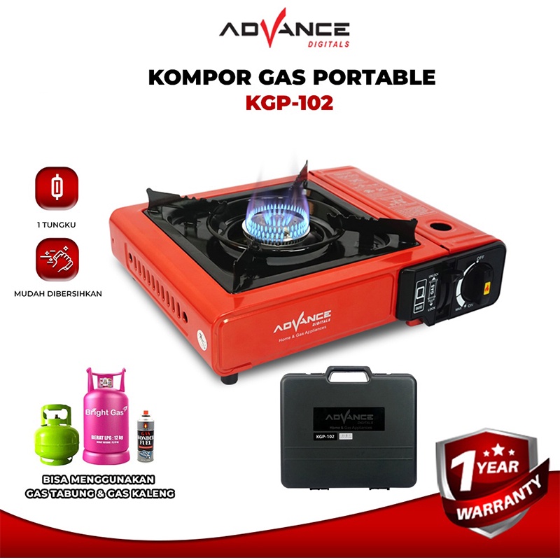 Kompor Portable Advance Kompor 2 Fungsi Gas Tabung &amp; Kaleng  Kisaran Gas Tunggal / Ganda