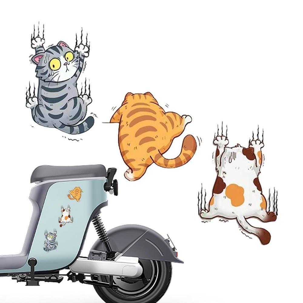 Lanfy Stiker Mobil Kucing Kreatif Lucu Aksesoris Dekorasi Mobil Tahan Air Self Adhesive Scratch Sticker