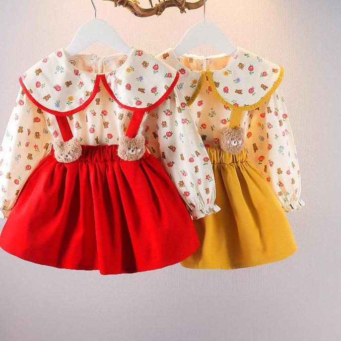 ❆ heybaby DRESS PAIPAI BEAR EBV Baju Dress Anak Perempuan Import Dress anak bayi/Bayi Perempuan Gaun