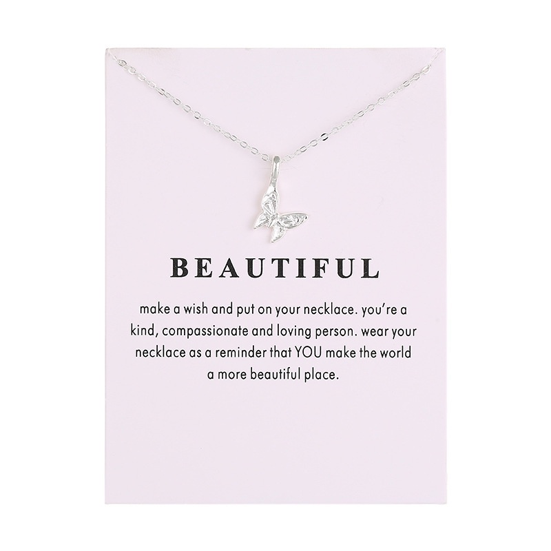 Kalung Desain Hewan Butterfly Unicorn | Kalung Rantai Klavikula | Aksesoris Wanita | Sendok Garpu Bahan Stainless Steel