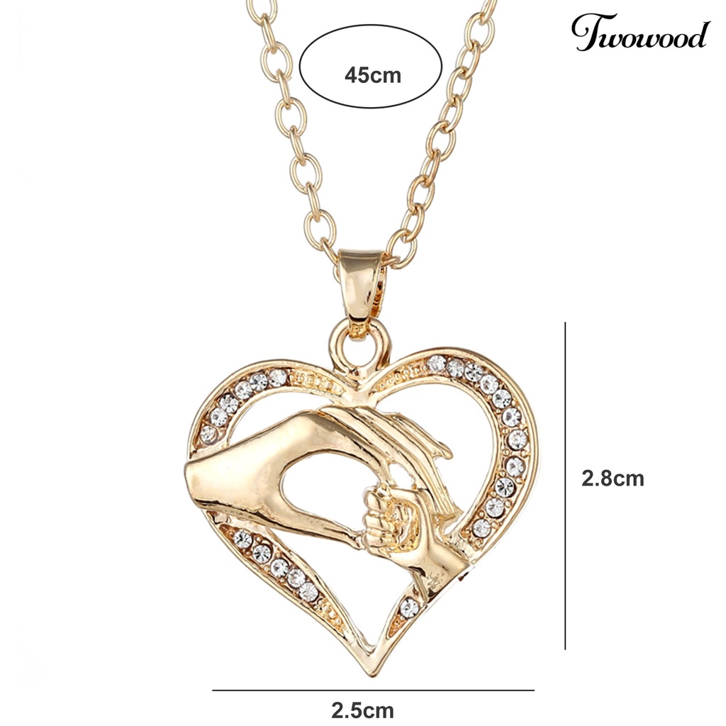 Twowood Liontin Kalung Rantai Salib Electroplating Shiny Geometris Perhiasan Leher Dekorasi Tahan Luntur Wanita Sederhana Hati Klavikula Kalung Aksesori Pakaian