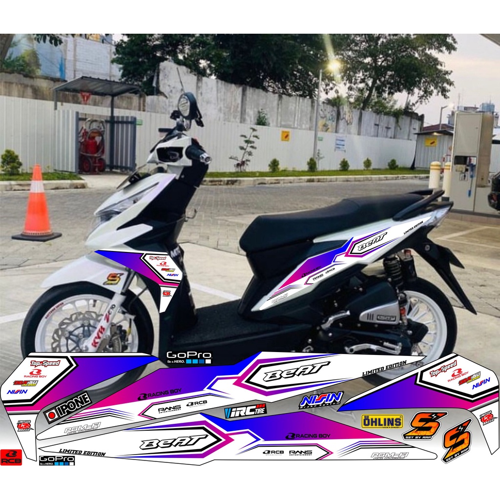 STICKER RACING VARIASI HONDA BEAT ESP/NEW STRIPING MOTIF RACING LIS SIMPLE TERBARU