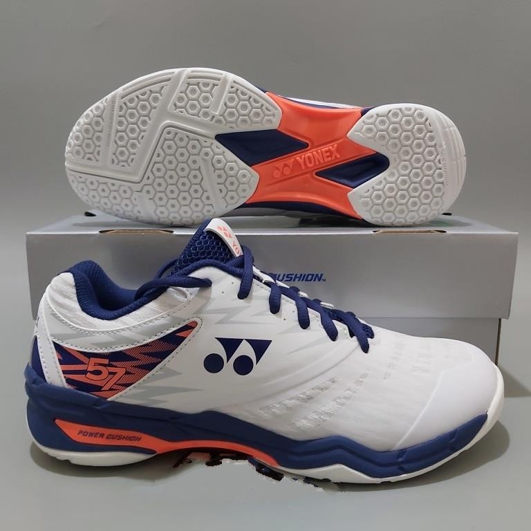 NEW SEPATU BADMINTON YONEX SHB57EX SHB 57 EX WHITE NEON ORANGE ORIGINAL