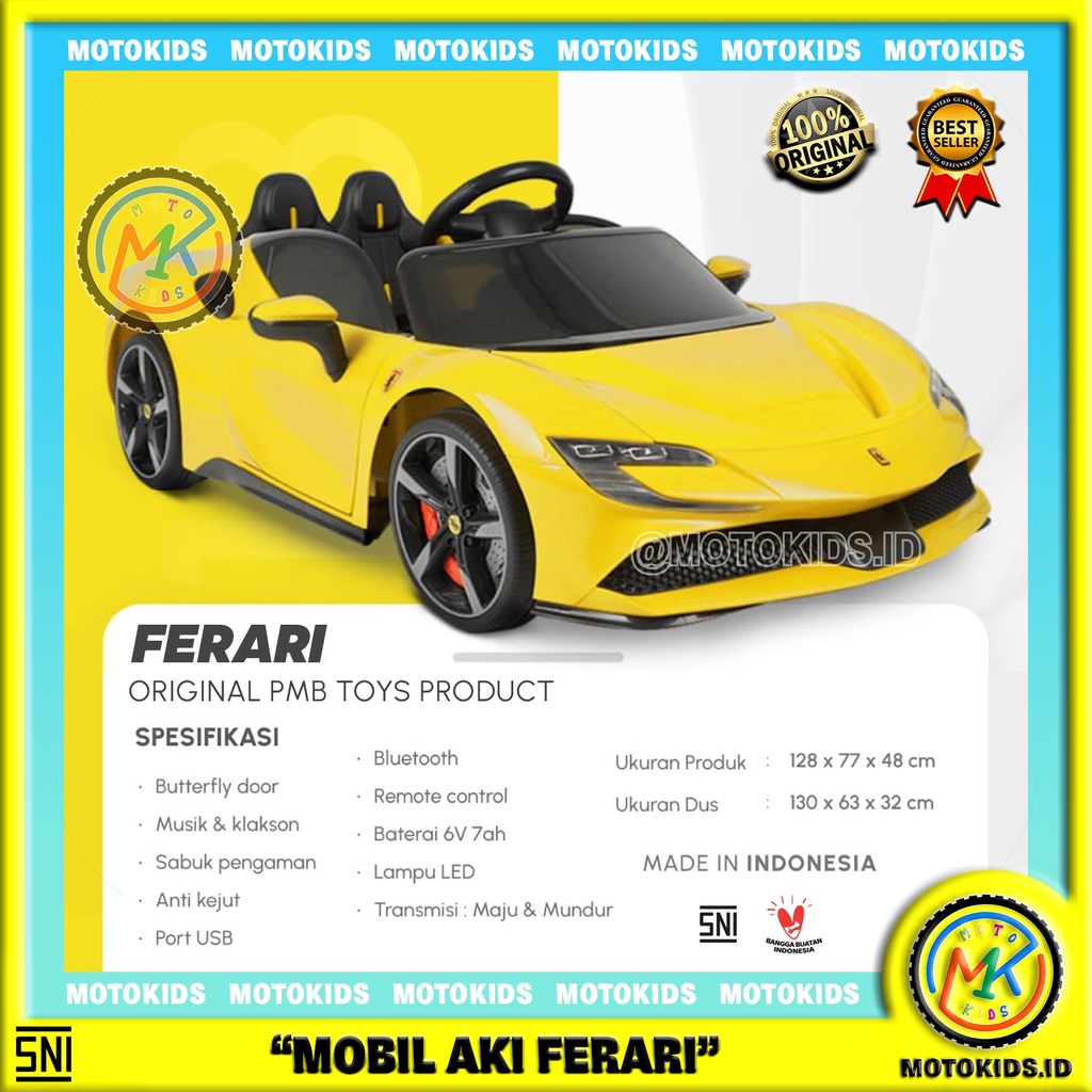 Mobil Aki Anak FERARI VARSA PMB M 6188 Mobil Mainan Anak PMB M6188 Motokids Mobil Aki Anak Mobil Rem