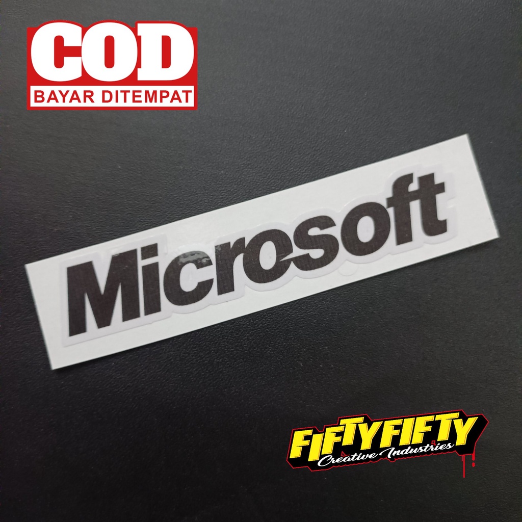 Stiker Print Cut MICROSOFT Stiker Printing Laminasi Glossy Stiker Motor Mobil Helm Sudah Membentuk Pola Desain