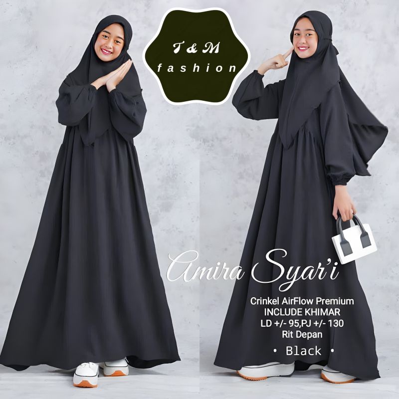 T &amp; M Fashion~GAMIS SET HIJAB SYARI SANTRI SUPER ADEM PREMIUM  || GAMIS SUPER ADEM || GAMIS SET HIJAB TERBARU 2023 || GAMIS CRINKLE AIR FLOW || PAKAIAN MUSLIM ANAK PEREMPUAN || GAMIS SYARI WANITA MUSLIM || BAJU GAMIS REMAJA TANGGUNG