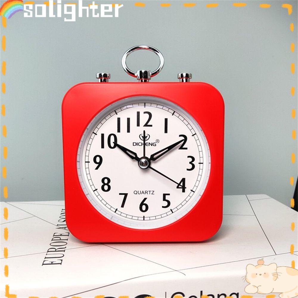 Solighter Jam Weker Bulat Persegi Meja Kreatif Samping Tempat Tidur Stylish Hias Modern Simple Snooze Alarm Clock