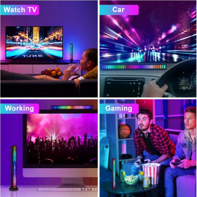 Lampu LED RGB Bar Strip Spectrum Audio Indicator Music Sound Control Lamp Music Atmosphere Ligh