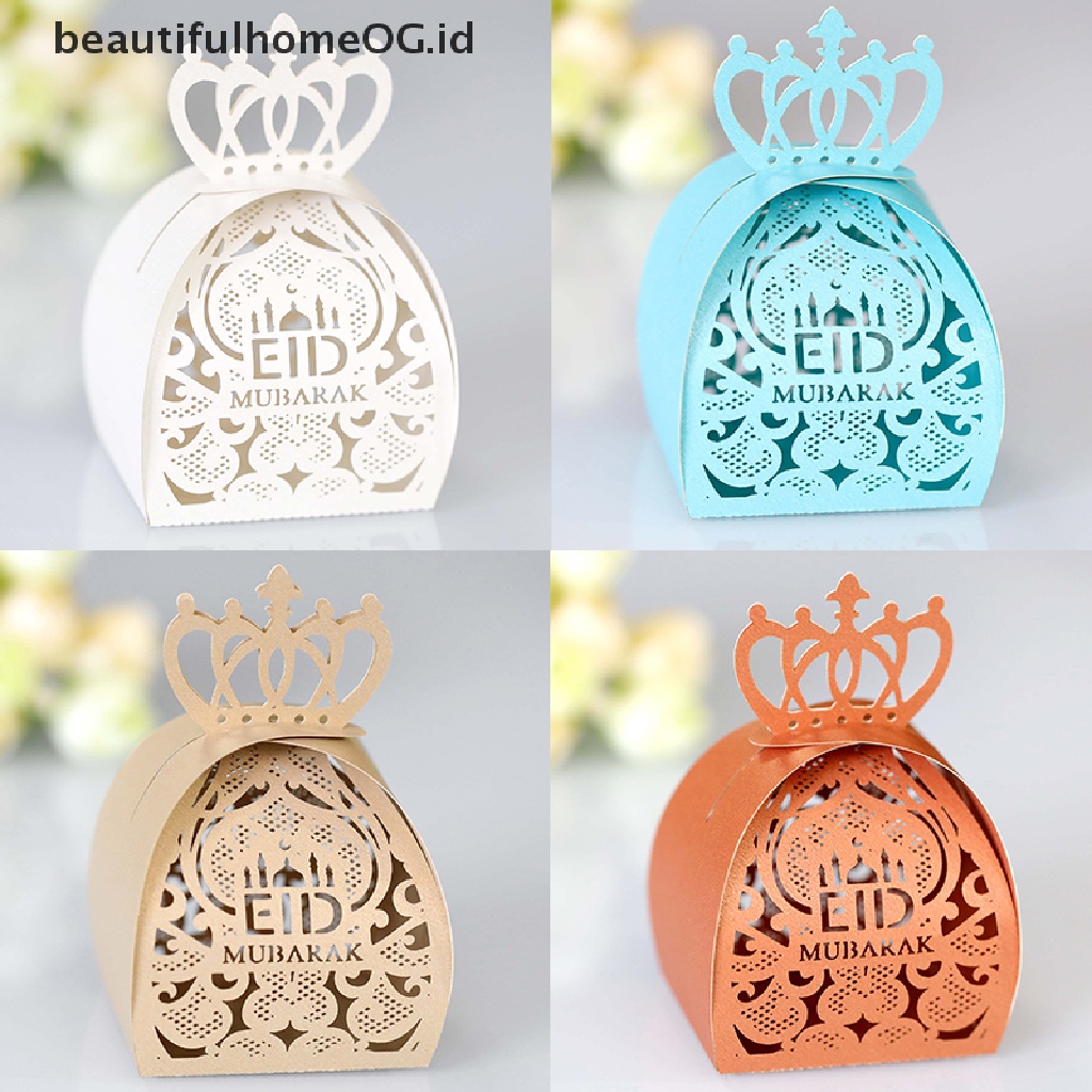 // Beautifulhomeog.id// 10Pcs EID Mubarak Candy Box Gift Packaging Kotak Tas Perlengkapan Ramadhan Kareem **