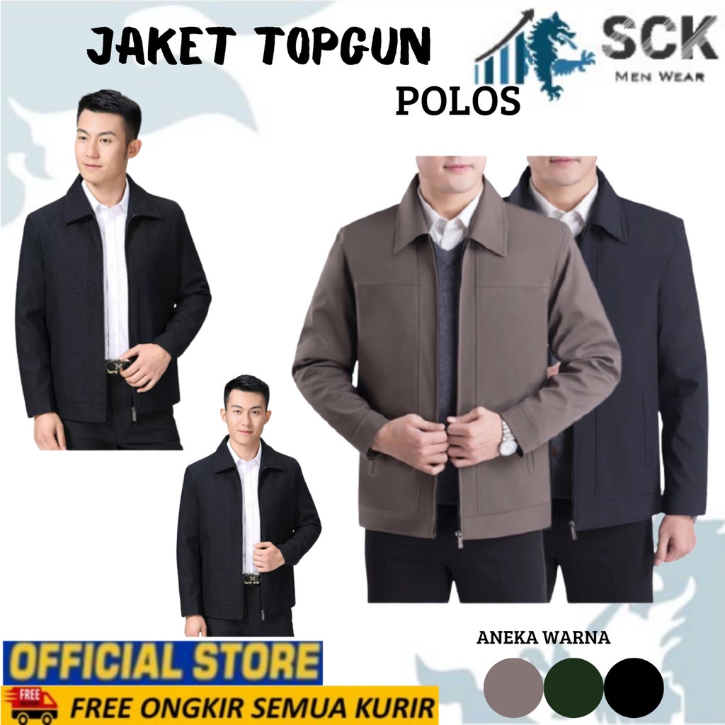 Jaket Pria TOPGUN Model SBY Polos / Pakaian Kantor Business / Baju Kerja Formal- sckmenwear GROSIR