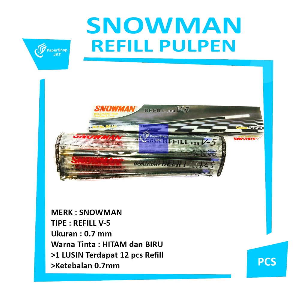 

SNOWMAN - Refill Pulpen V-5 Fine Point 0.7mm - Lusin