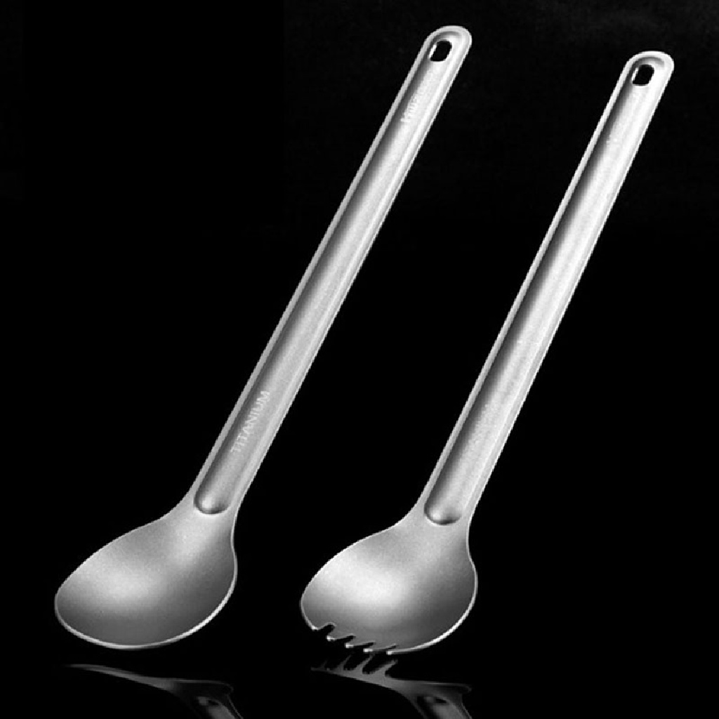 Rsid Span-new Titanium Garpu Gagang Panjang Garpu Outdoor Camping Spork Peralatan Makan Piknik Garpu Jelly