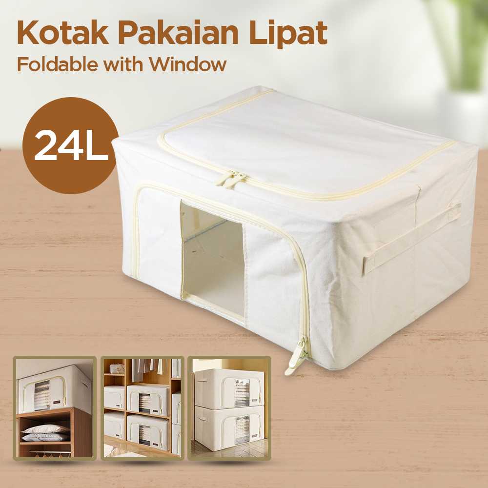 Joybos Kotak Pakaian Lipat Organizer Box Foldable 24L with Window
