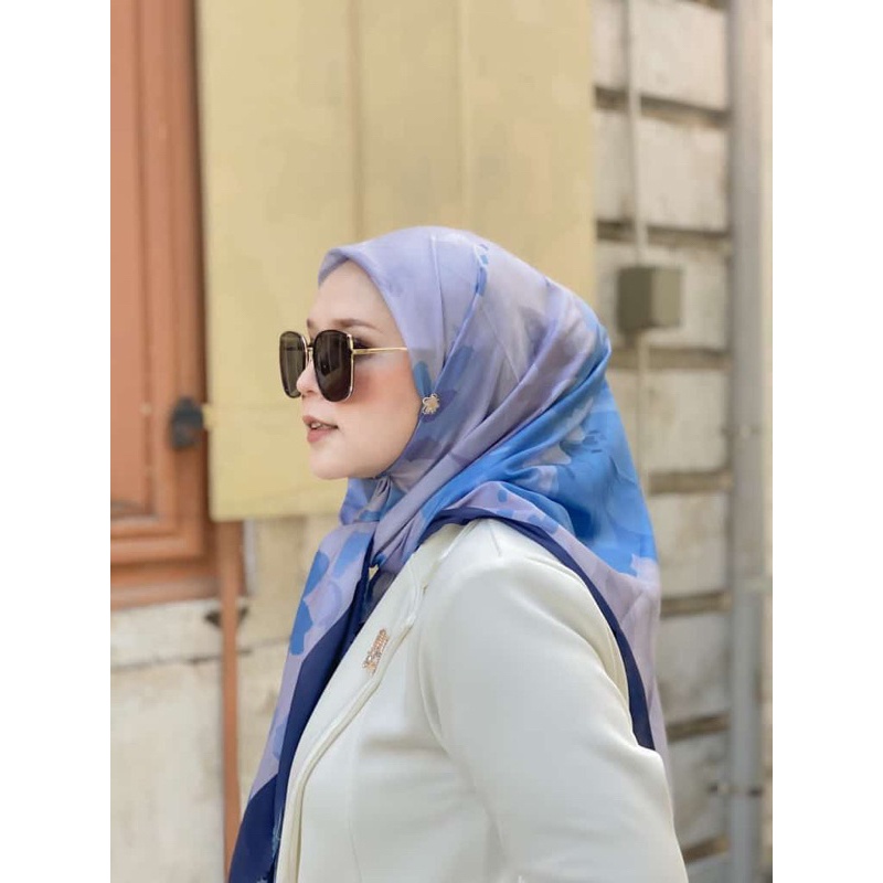 baniescoop Salya navy  / scarf printing laser cut / voal ultrafine