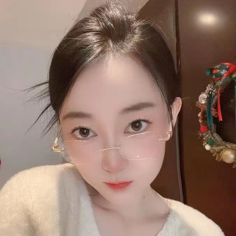 (YUZHU) Plus Kacamata Kacamata Baca Tanpa Bingkai Berlian Baru Aktris Sparkle Perlindungan Cahaya Biru Serbaguna Plus Kacamata