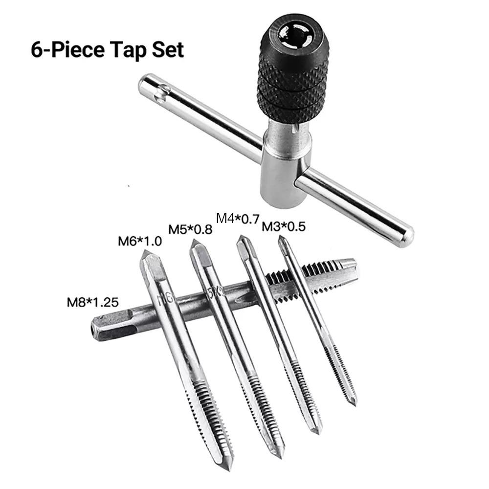 Lanfy Tap Set T Type Tapping Threading Tool Screw Tap Tap Kunci Pas Tap Drill Wrench Taps Mata Bor Set Sekrup Bor Tangan