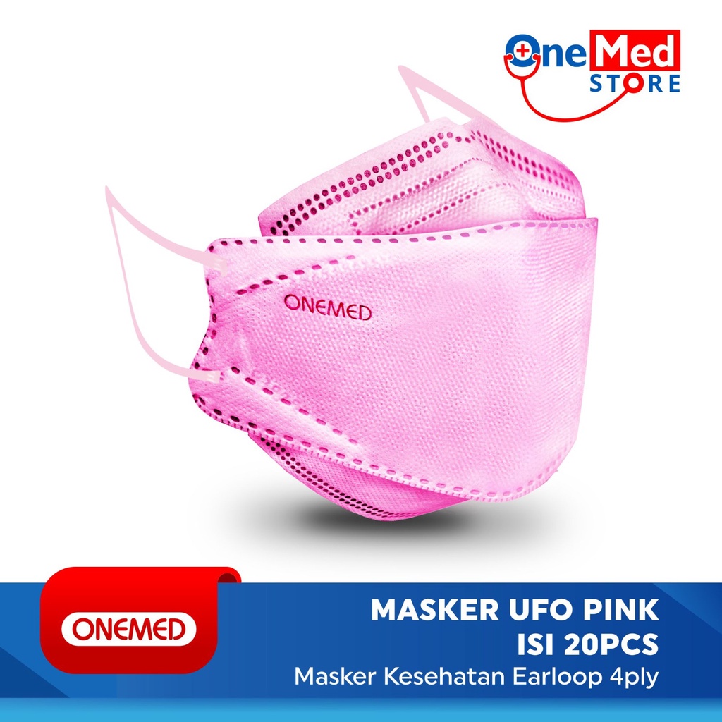Masker Karet Medis UFO Pink 3D OneMed 4ply Box isi 20pcs OJ