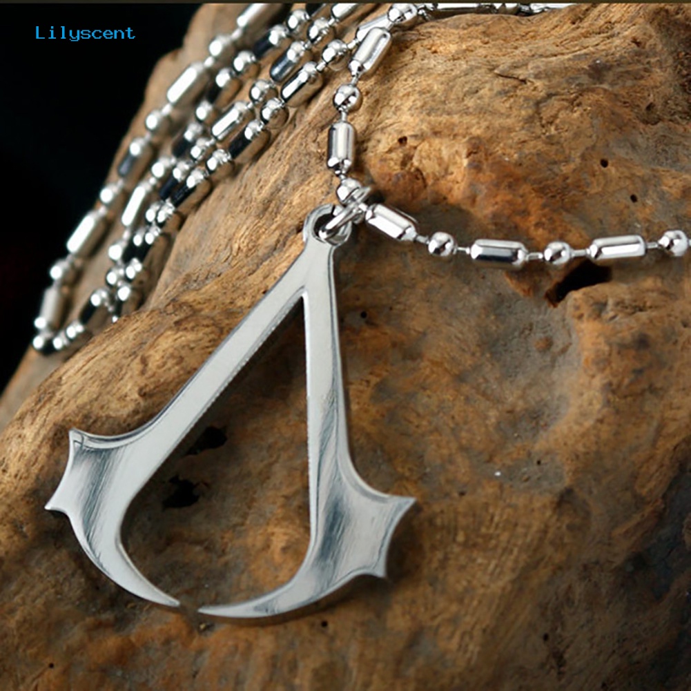 [LS] Kalung Liontin Rantai Cosplay Pria Assasin' s Creed Altair Logo Permainan Baja