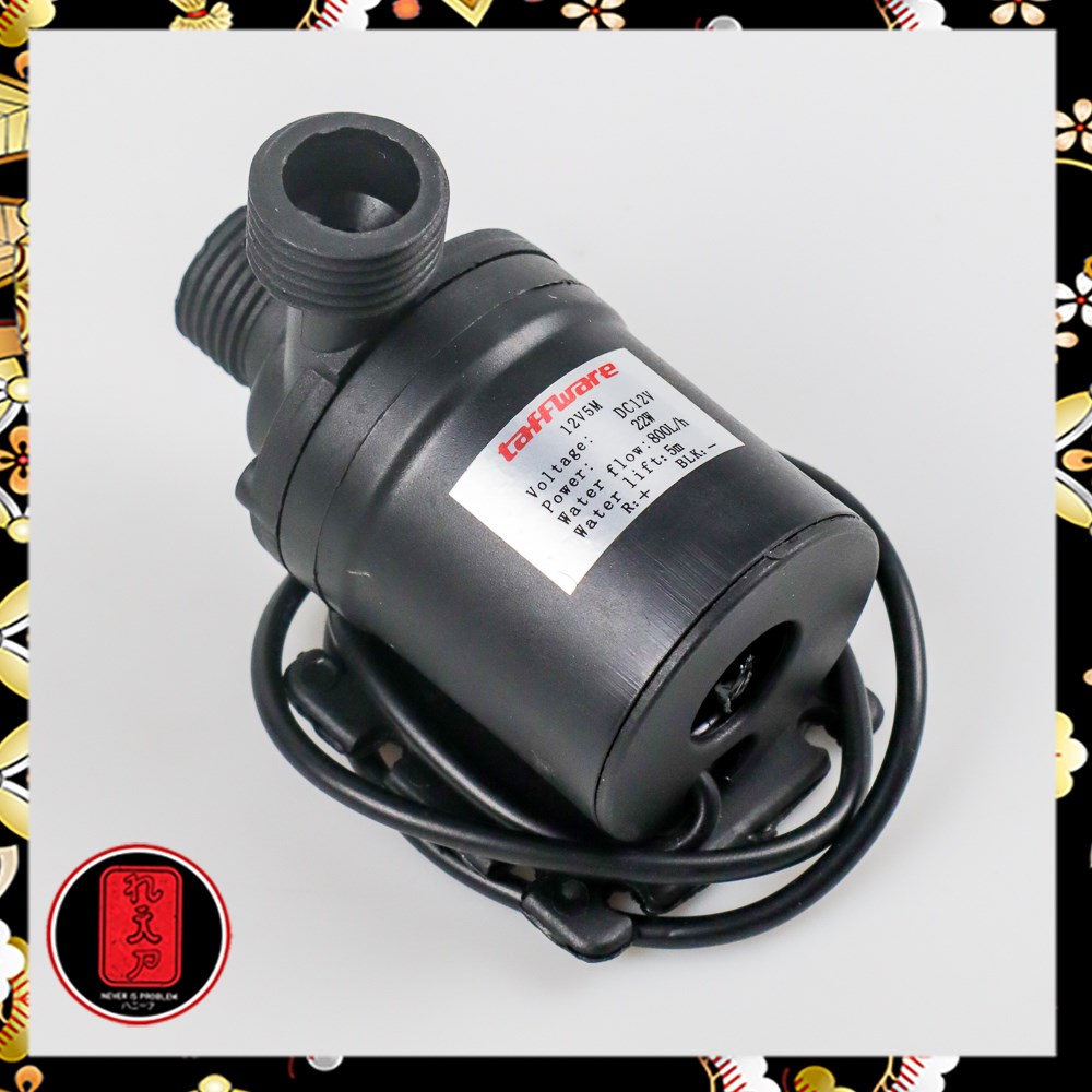 Taffware Pompa Air Aquarium Ikan Submersible Pump 12V 22W - 12V5M - Black