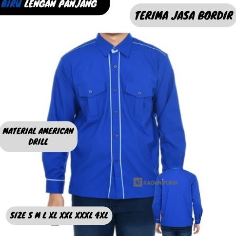 Kemeja kerja casual/baju kerja drill/seragam kerja bordir