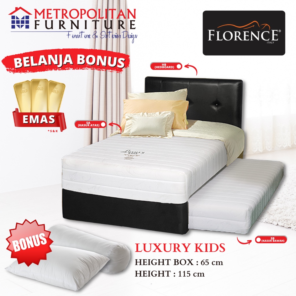 Kasur Springbed FLORENCE Luxury Kids 2in1 Spring bed Anak Matras Sorong