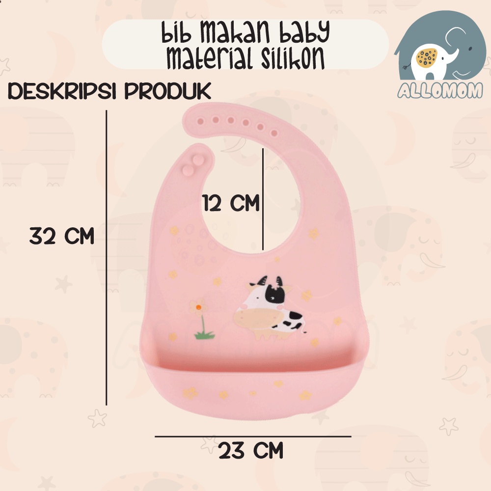Tadah Iler / Tadah Makan Bayi / Bib Makan Anak Silicon Karet Waterproof Anti Air Celemek Makan Bayi