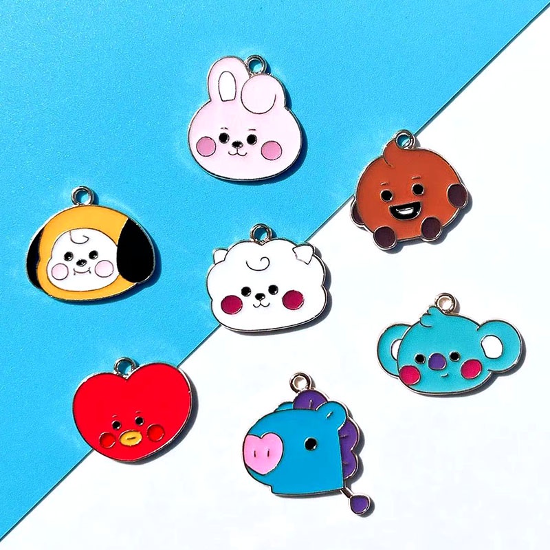 Diy Charm Puppy Sheep Horse Necklace Pendant 4pcs Alloy Menetes Minyak Karakter Kartun Liontin