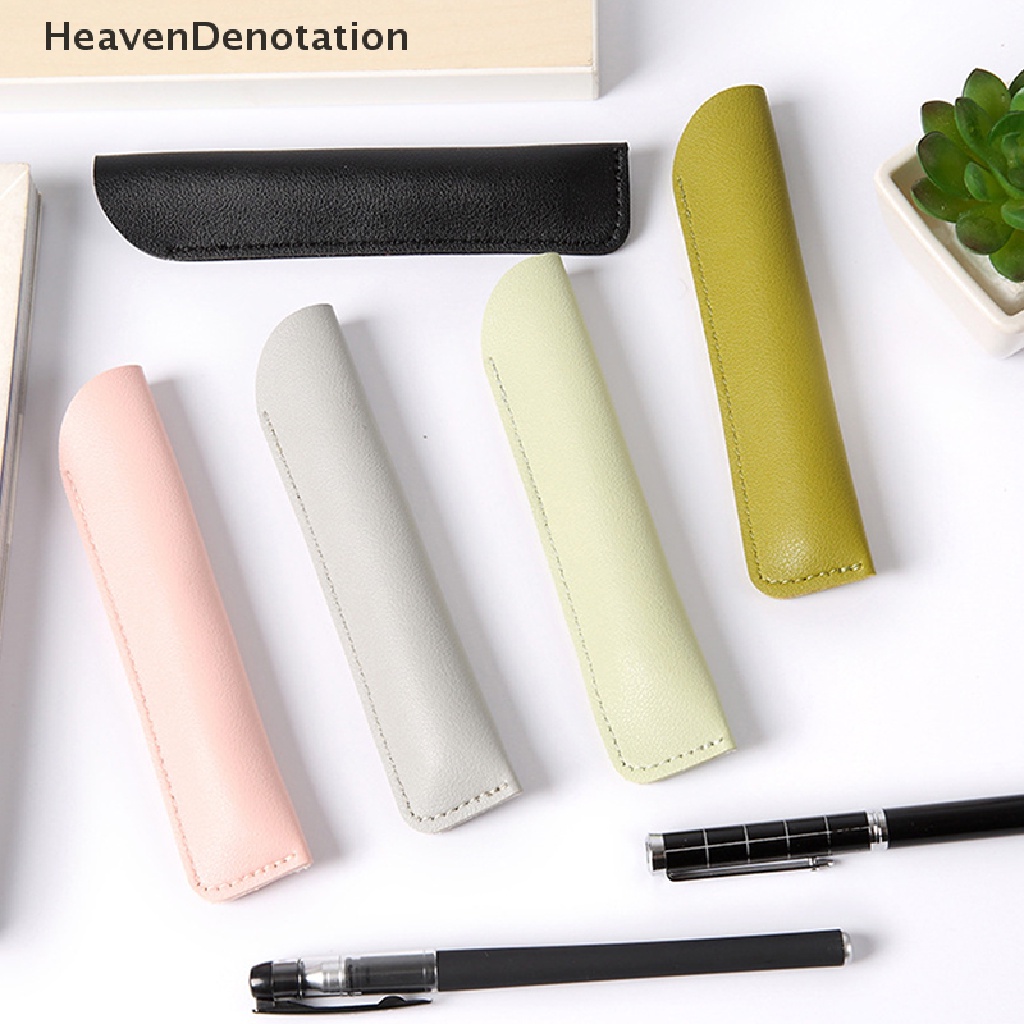 [HeavenDenotation] Pu Leather Pencil Case Tas Penyimpanan Pulpen Sekolah Lucu Pen Case Kawaii Pen Pelindung Lengan Kecil Sign Pen Cover Leather Case Hadiah HDV