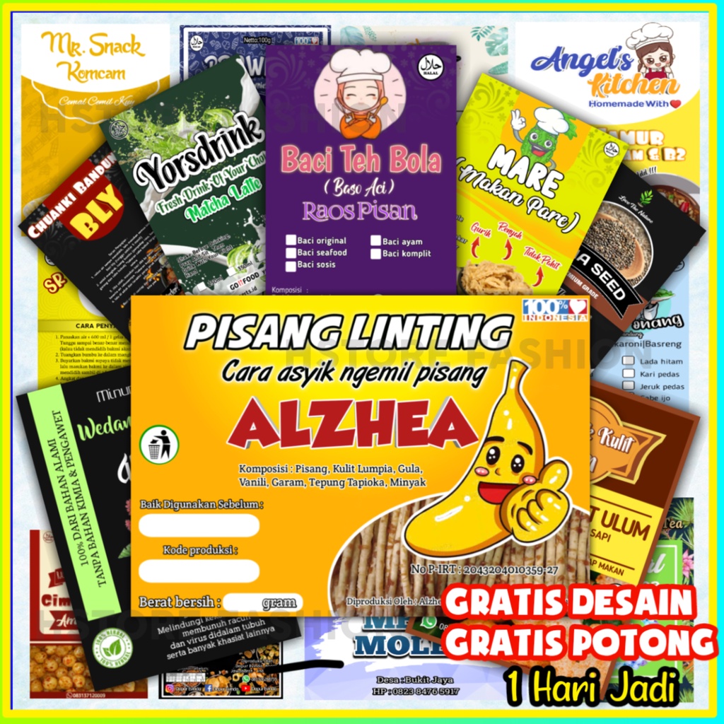 

CETAK STIKER LABEL OLSHOP MAKANAN MINUMAN MURAH FREE CUTTING FREE DESAIN