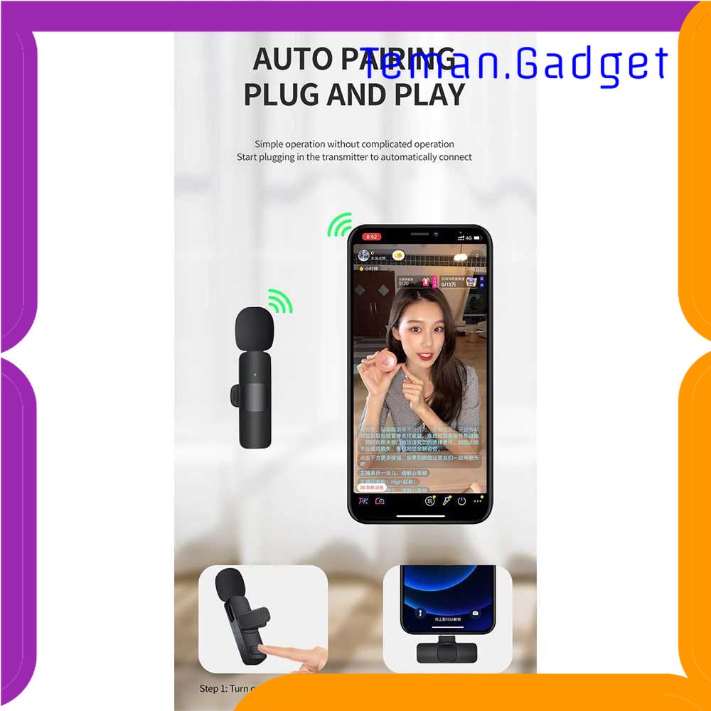 TG - KMR BYSL Wireless Clip On Mic Portable for Vlogging Live Streaming Type-C - K8