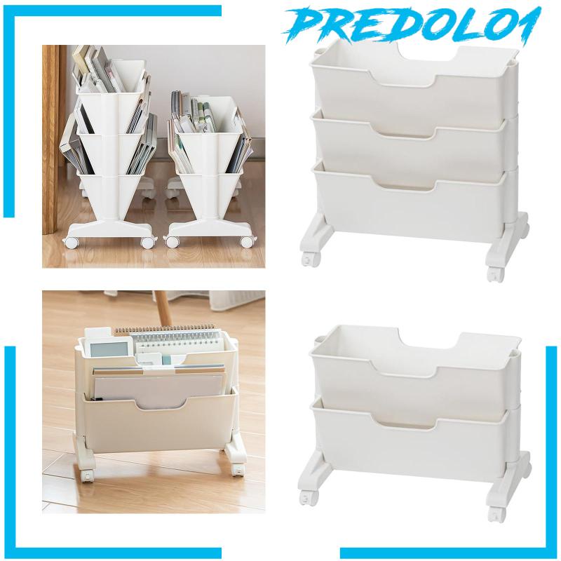 [Predolo1] Rak Buku Bergerak Dengan Roda Caster Rolling Shelving Compact Untuk Bufet