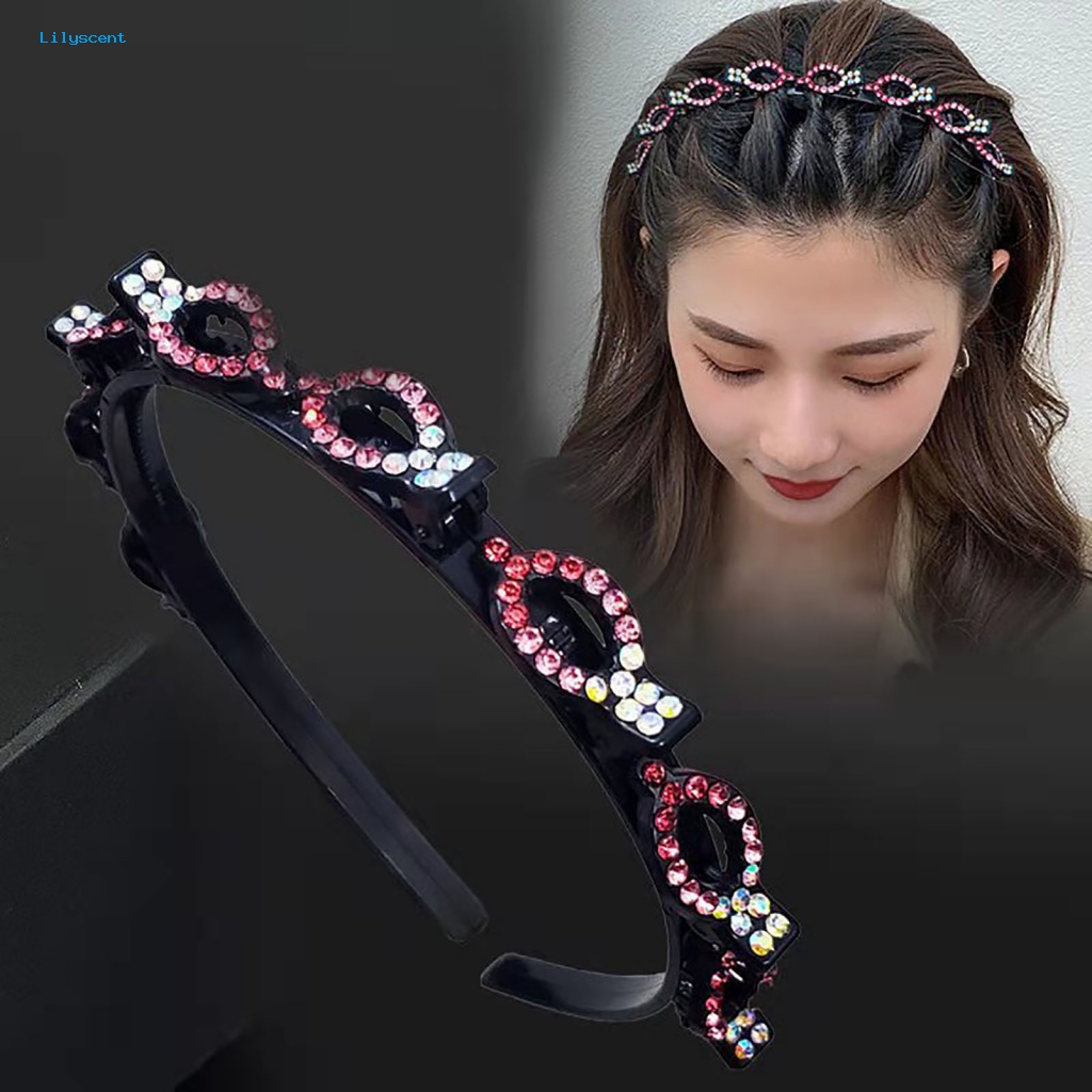 Lilyscent Reusable Clip Headband Aksesoris Rambut Panjang Rambut Pendek Styling Rambut Rhinestones Headband Shiny