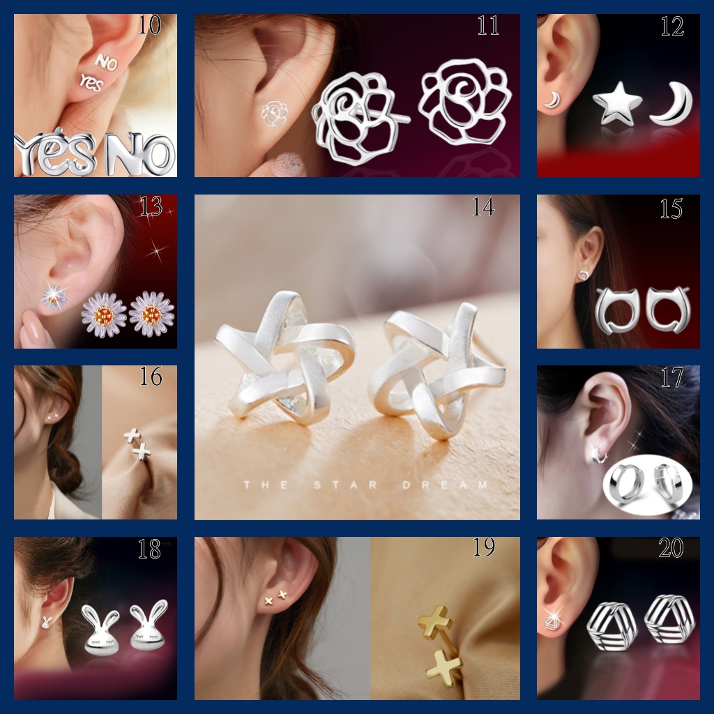 Goldkingdom Aksesoris Perhiasan Fashion Ready Stock Sterling Silver Anting Tusuk Gaya Lucu Minimalis Untuk Hadiah Wanita