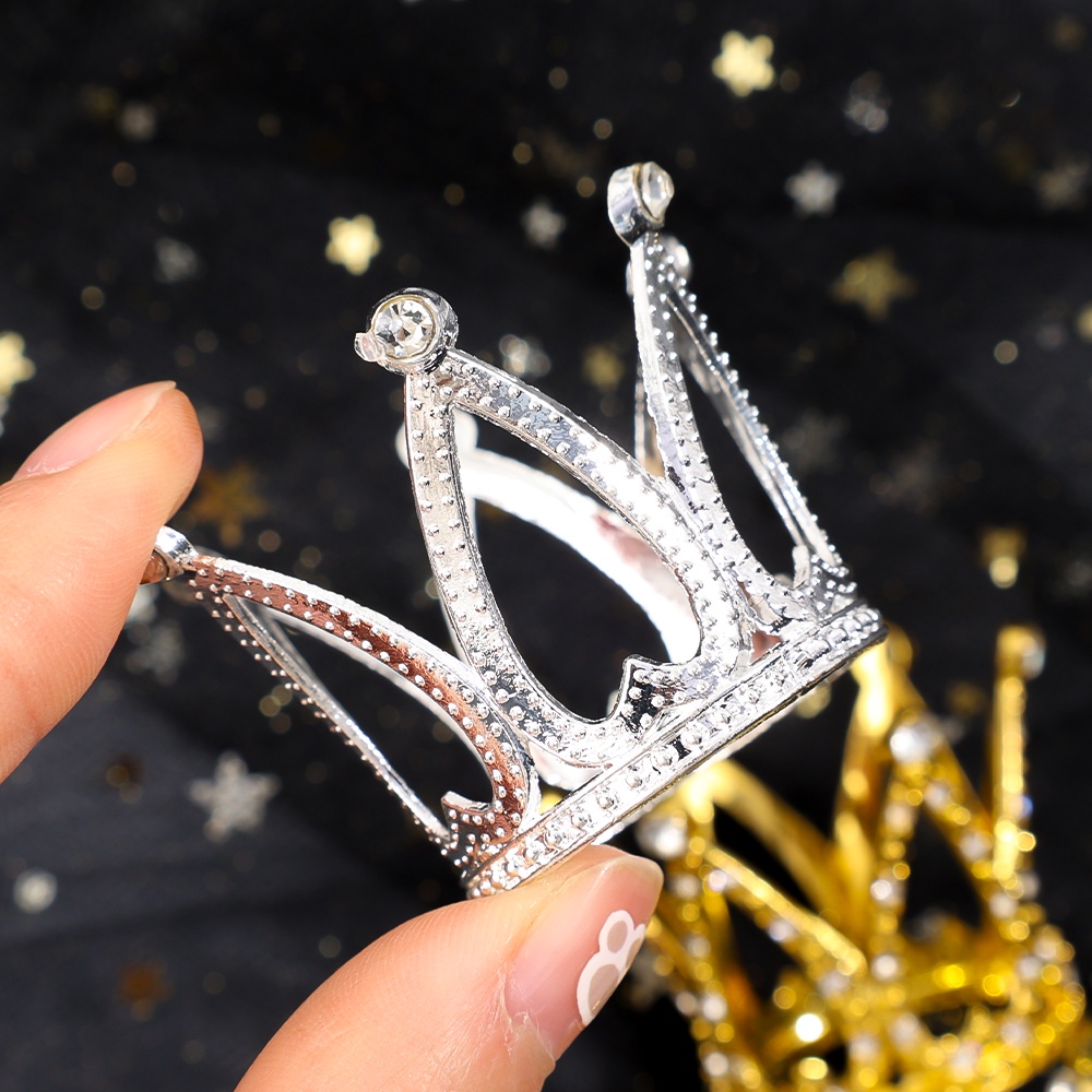 Mahkota Mini Ornamen Kue Makanan Penutup Halus Top Dekorasi Ulang Tahun Pernikahan Pesta Dekorasi Perlengkapan Shiny Zircon Crown Headwear