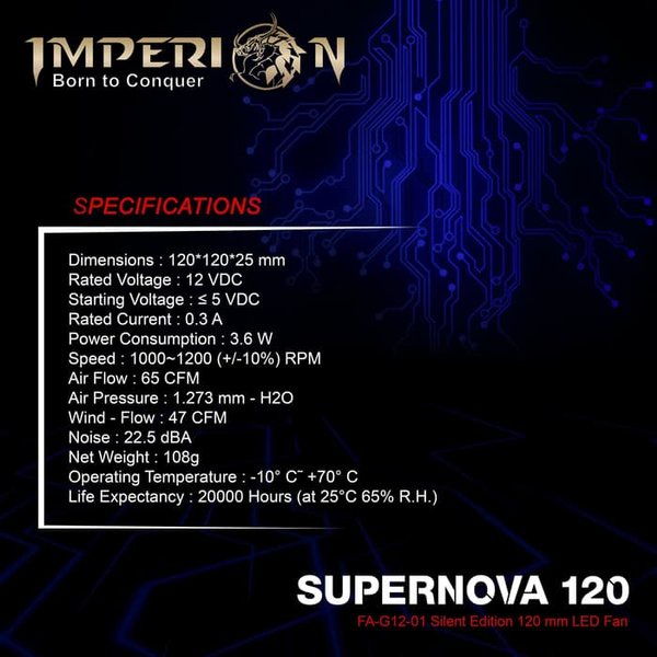 Fan Kipas Gaming Imperion FA-G12-01 Supernova LED