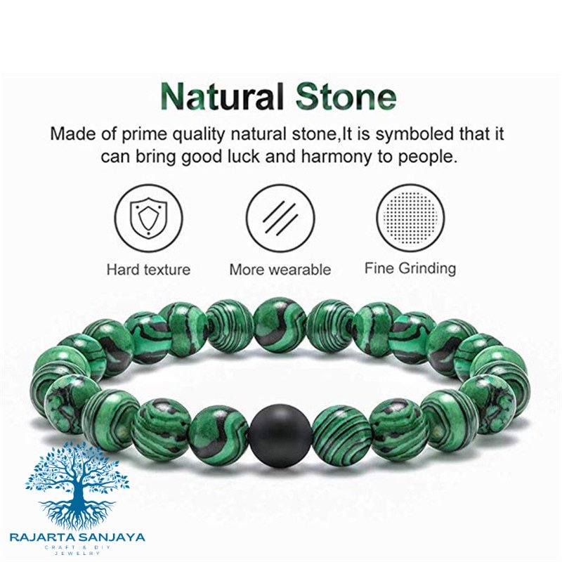 Gelang Batu Natural Malachite Black Agate