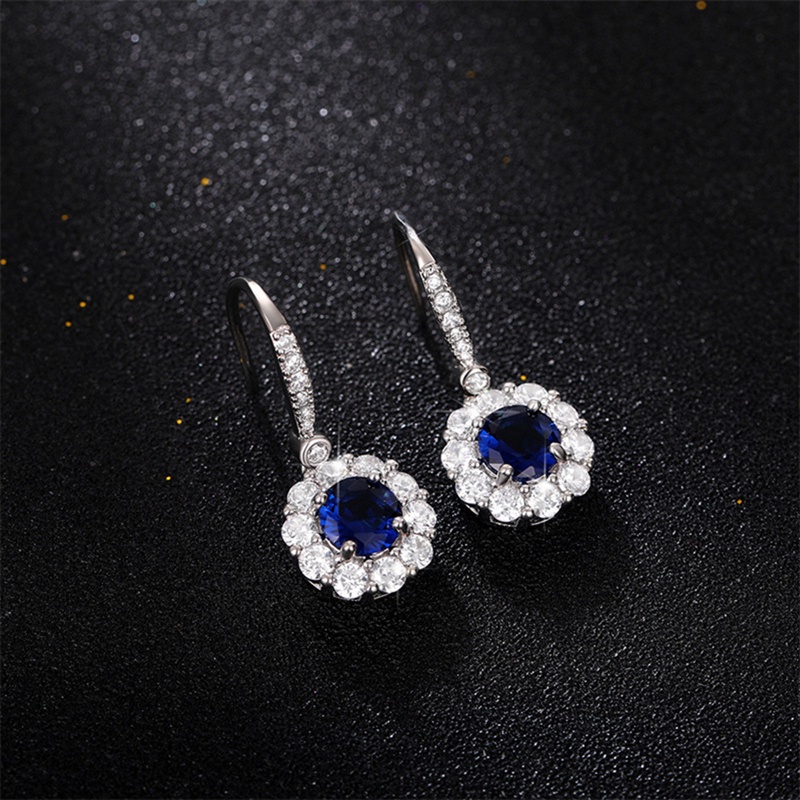 Fashion Deep Blue Cubic Zircon Menjuntai Anting Untuk Wanita Temperamen Yang Baru Didesain Lady's Earrings Pesta Pernikahan Perhiasan Mewah