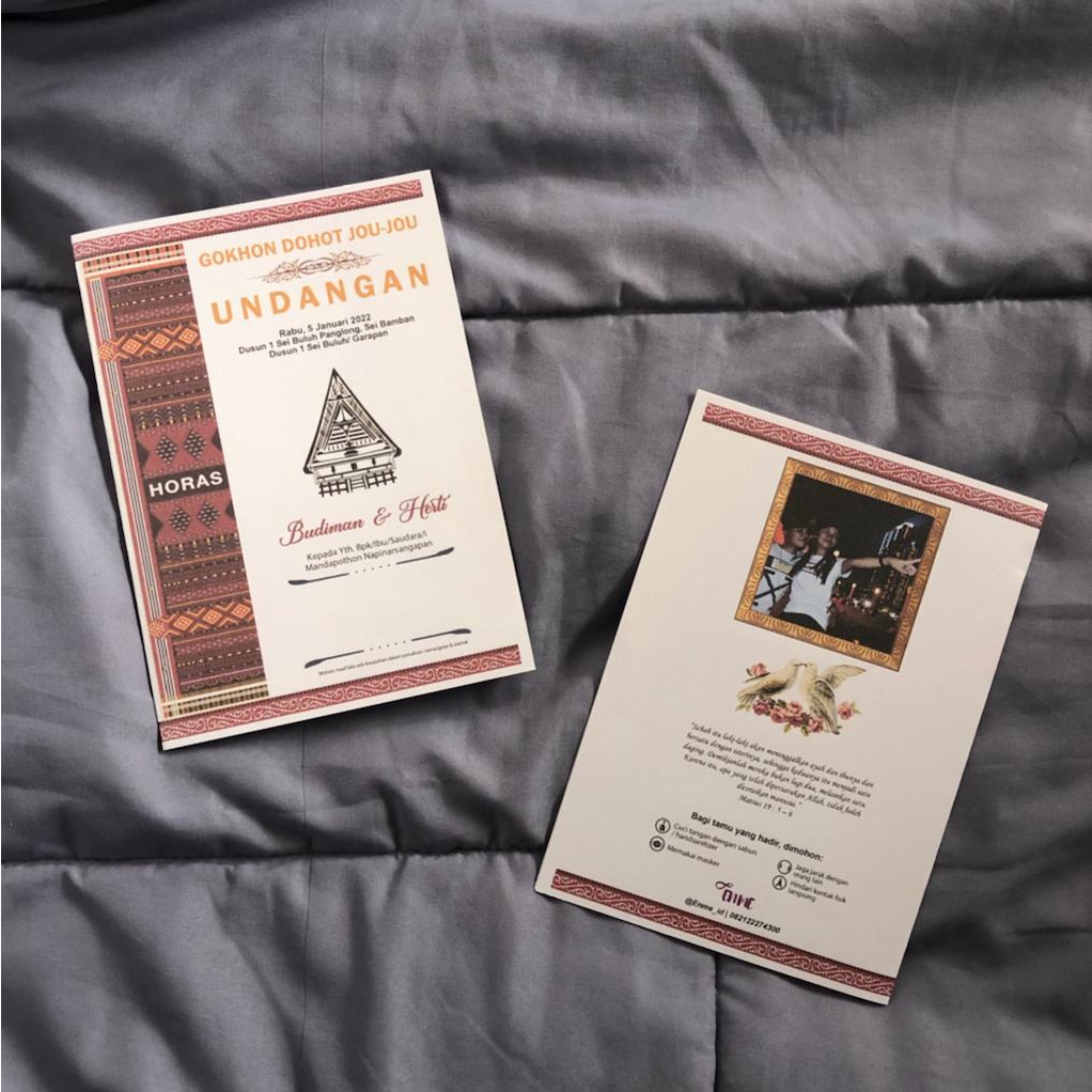 Undangan Adat Batak Paranak Parboru 2 lembar, custom design, murah, free foto