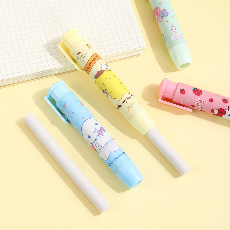 10.5 cm Creative Eraser Sanrio Pres Eraser Alat Kantor Sekolah Kartun Lucu Eraser Mymelody Kuromi Stationery Hadiah