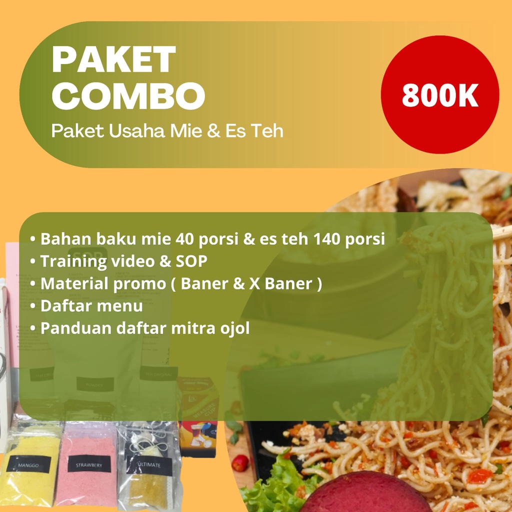 

Paket Usaha Combo Mie Level Mekinian dan Es Teh yang viral saat ini