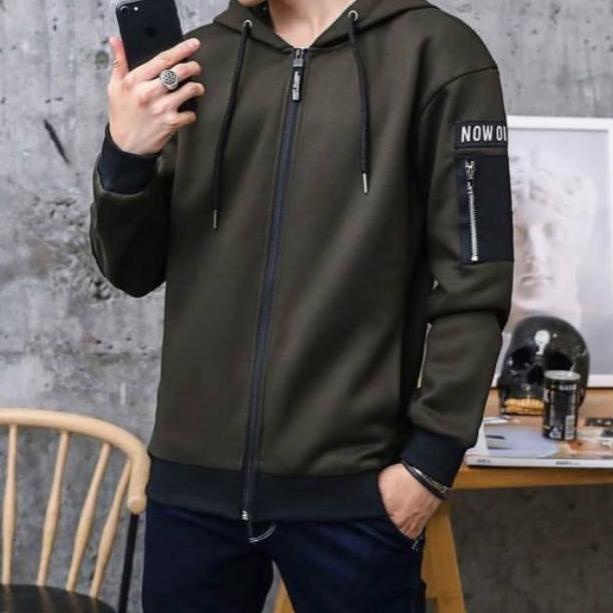 Harga Spesial Jaket pria NOW ORI HOODIE BOMBER ZIPER beludru cowo